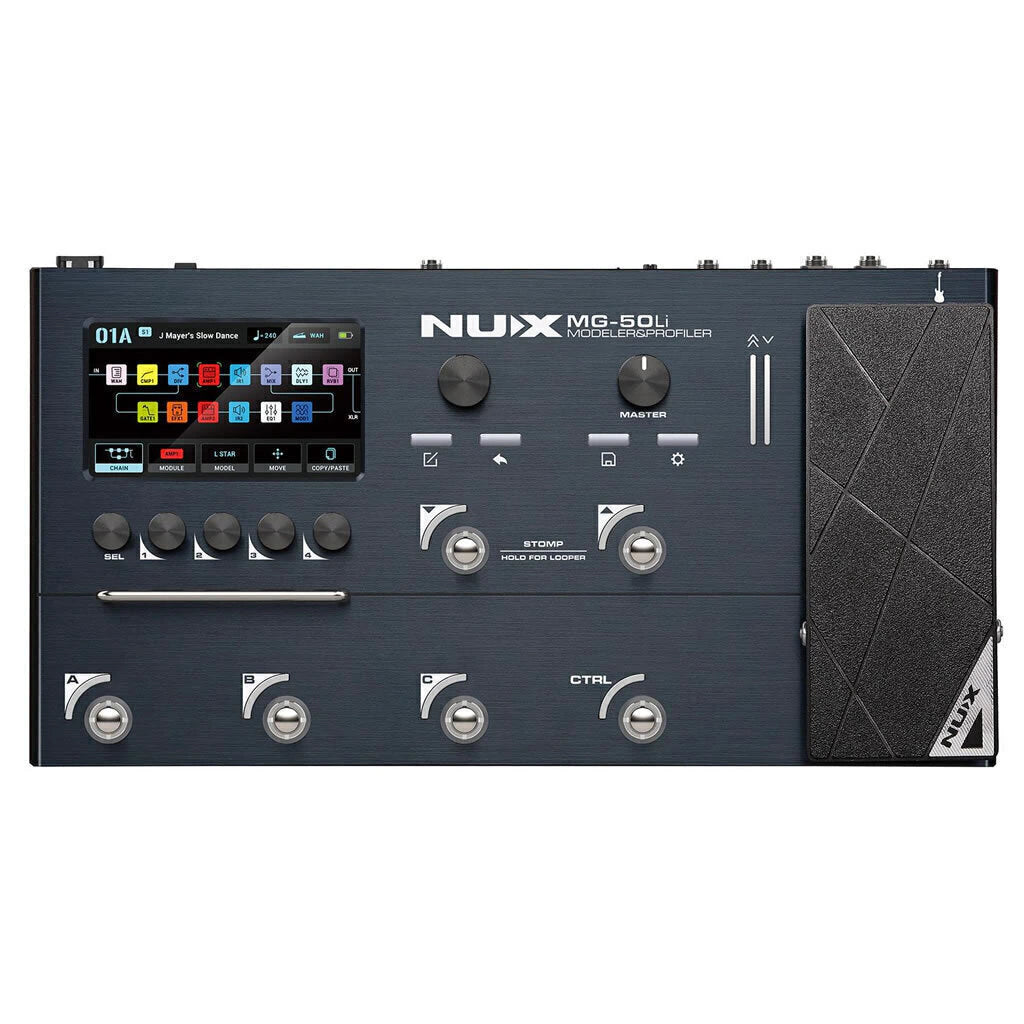 Pedalera Multiefecto con Pedal de Expresión para Guitarra y Bajo Nux MG-50Li