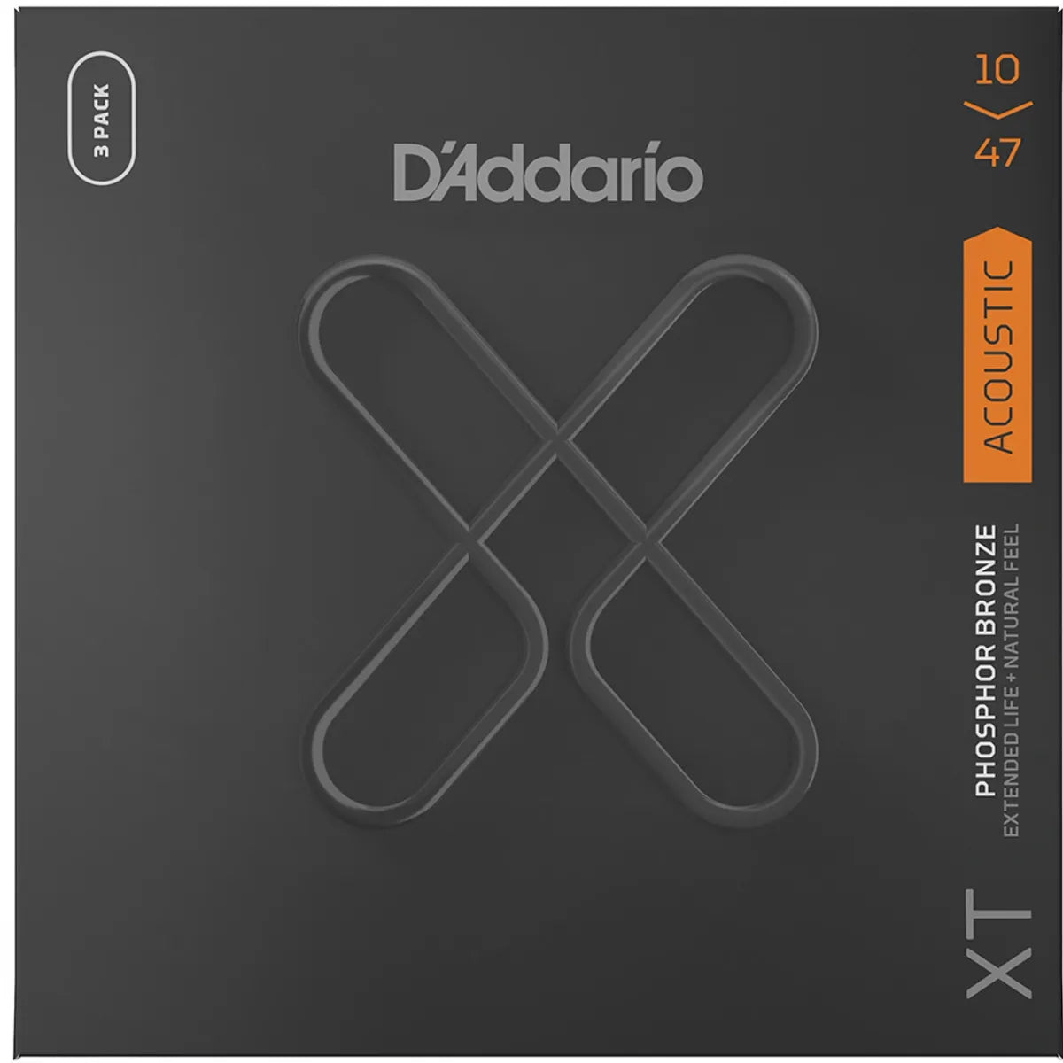Tri-Pack Set de Cuerdas D'Addario XTAPB1047-3P XT Phosphor Bronze para Guitarra Acústica .010-.047 | 3 Juegos
