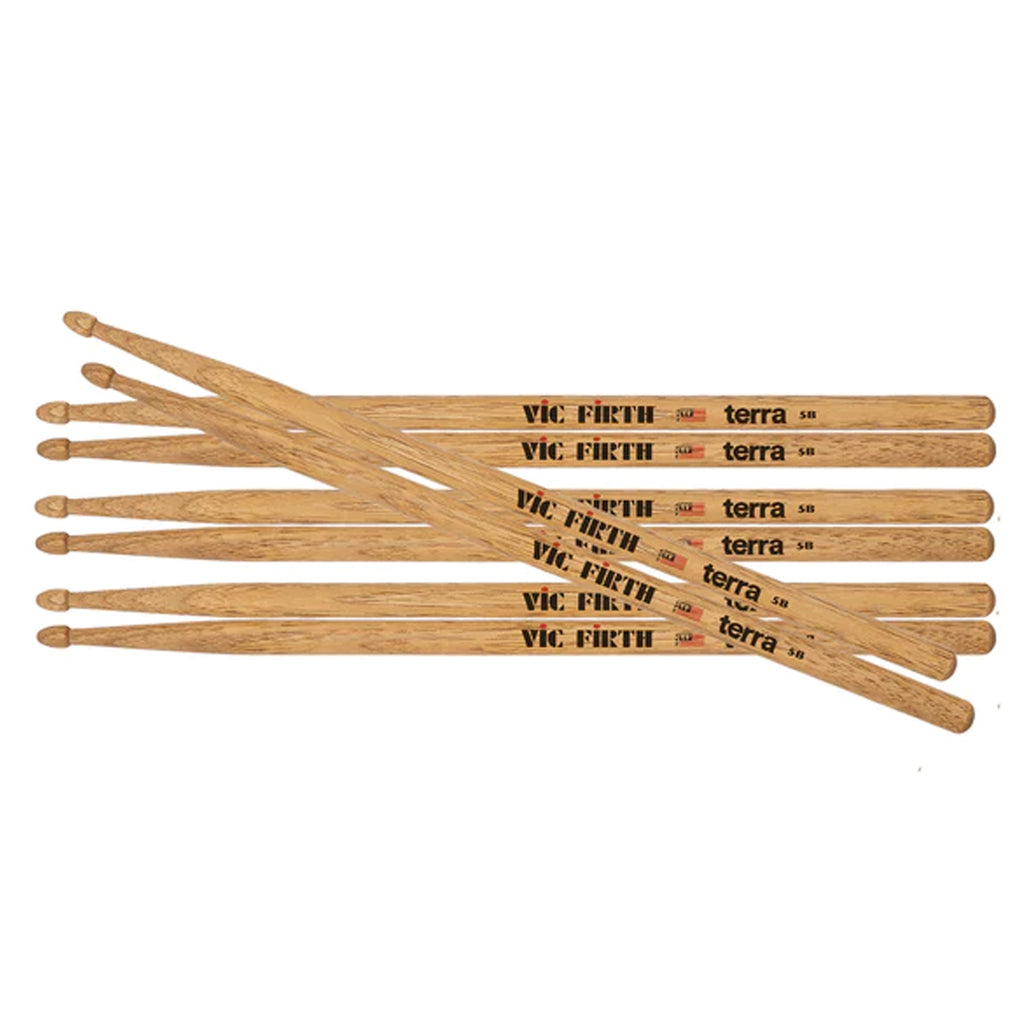 Baquetas Vic Firth 5A Terra P5AT4PK Punta de Madera – Paquete con 4 Pares