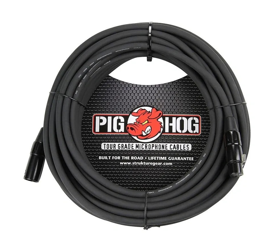 Cable de Micrófono Pig Hog PHM50 XLR a XLR 15.25 m | Cable Profesional Reforzado de 8 mm