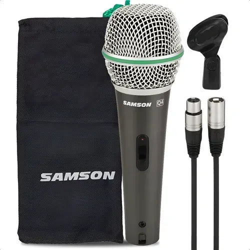 Micrófono Dinámico Samson Q4 Profesional Cardioide con XLR para Voz, Canto y Presentaciones en Vivo