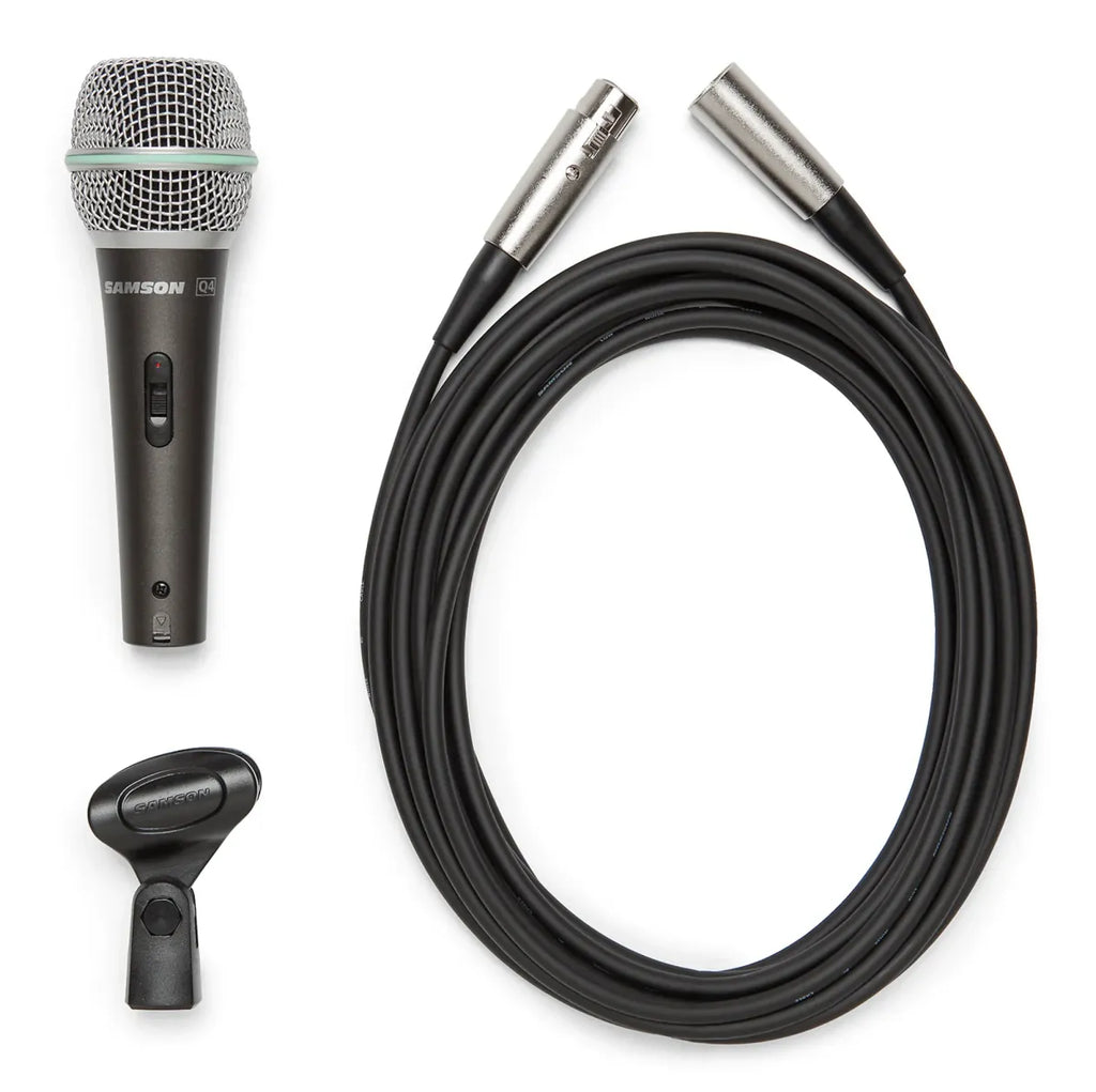 Micrófono Dinámico Samson Q4 Profesional Cardioide con XLR para Voz, Canto y Presentaciones en Vivo