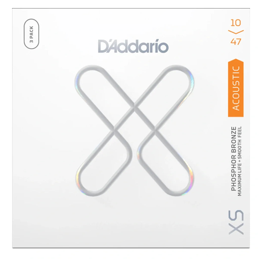 Set de Cuerdas D’Addario XSAPB1047-3P Guitarra Acústica 10-47 Extra Light Phosphor Bronze Recubiertas Pack 3 Juegos