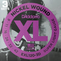 Set de Cuerdas D’Addario EXL120-3D Guitarra Eléctrica XL Nickel Wound Super Light 09-42 Pack 3 Juegos