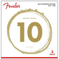 Tri-Pack Set de Cuerdas Fender 80/20 Bronze para Guitarra Acústica 0730070310 | 3 Juegos .010-.048