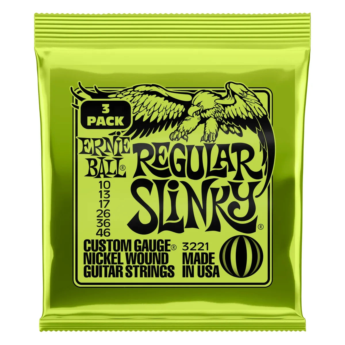 Tri-Pack Encordadura Ernie Ball 3221 Regular Slinky para Guitarra Eléctrica .010-.046 | 3 Juegos
