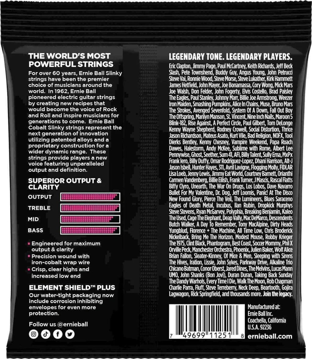 Tri-Pack Encordadura Ernie Ball 3723 Cobalt Super Slinky para Guitarra Eléctrica .009-.042 | 3 Juegos