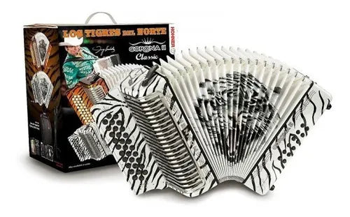 Acordeón Hohner Corona II Los Tigres del Norte Fa F/Bb/Eb con Funda Profesional Diatónico 31 Botones