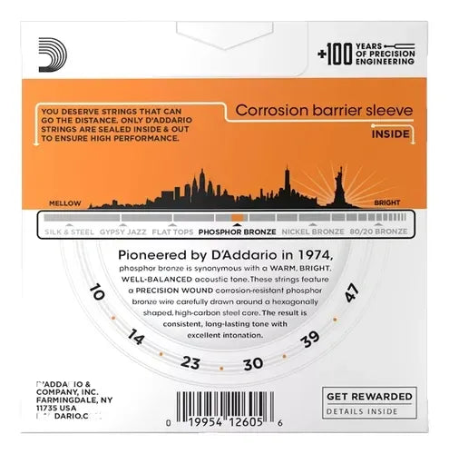 Tri-Pack Set de Cuerdas D'Addario EJ15-3D Phosphor Bronze para Guitarra Acústica .010-.047 | 3 Juegos