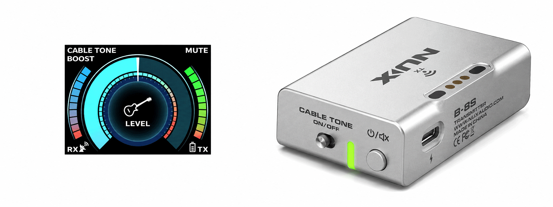 NUX B-8S Sistema Inalámbrico 2.4 GHz para Guitarra y Bajo