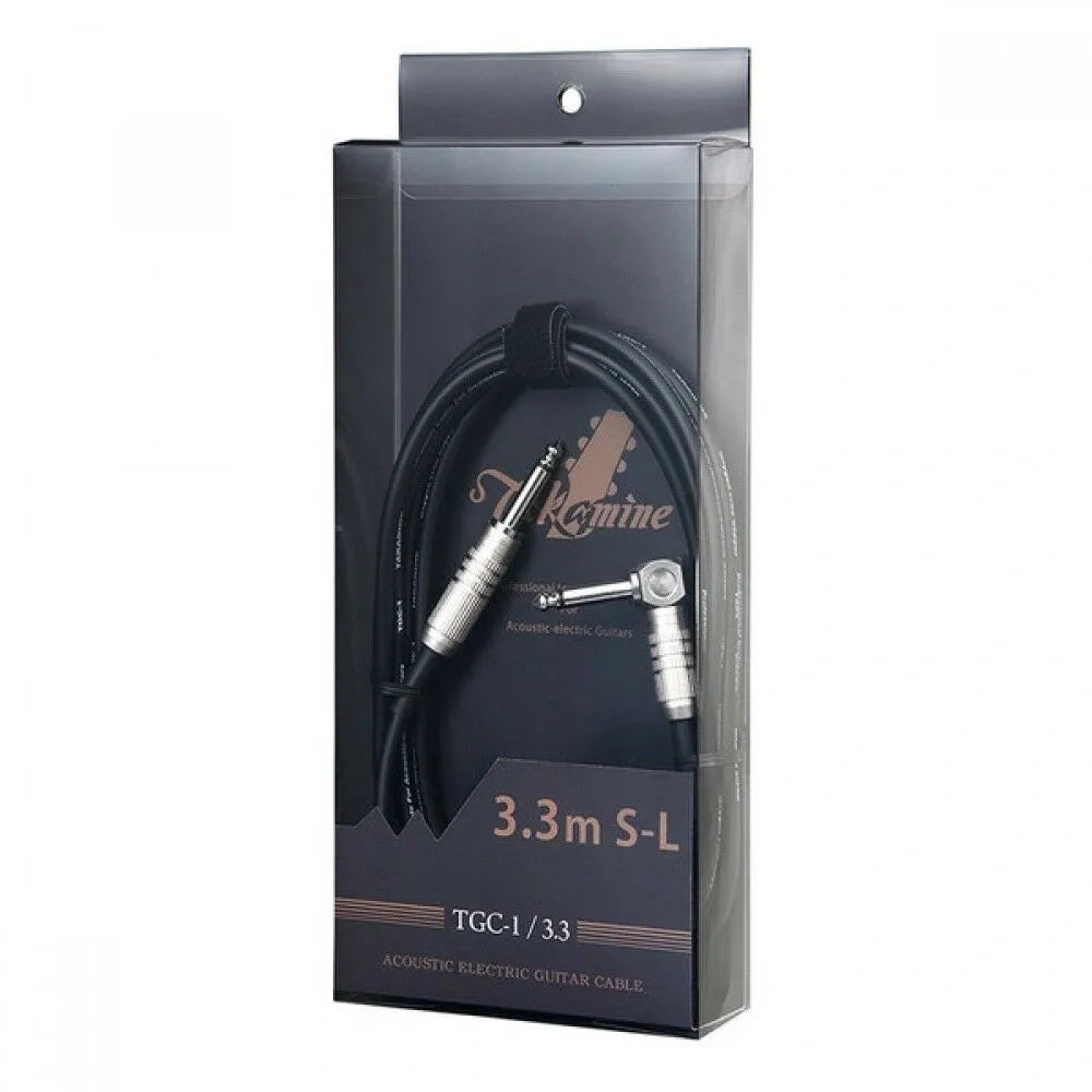 Cable Takamine TGC-1/3.3 S-L para Guitarra Electroacústica | 3.3 Metros | Plug Recto a 90° | Calidad Premium
