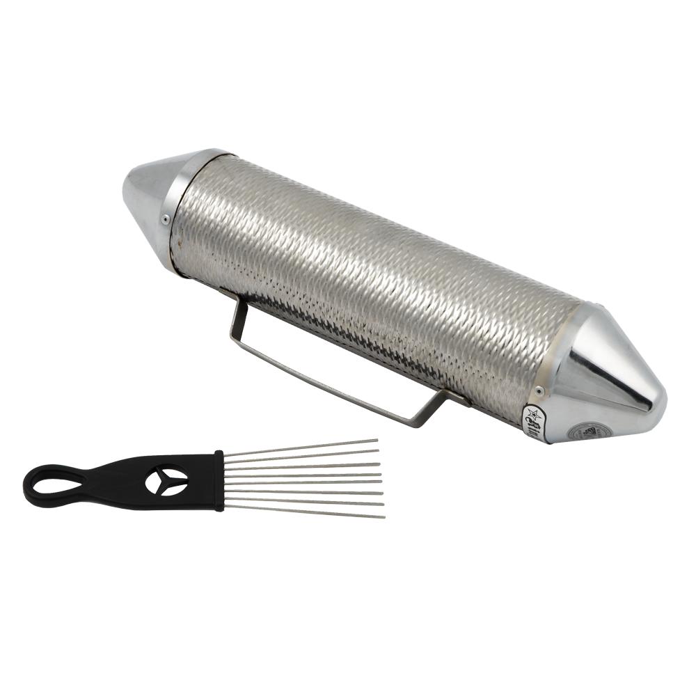 Güiro Torpedo Grande Latin Percussion LP306A con Raspador LP335 | Güiro y Shaker Profesional de Acero Inoxidable