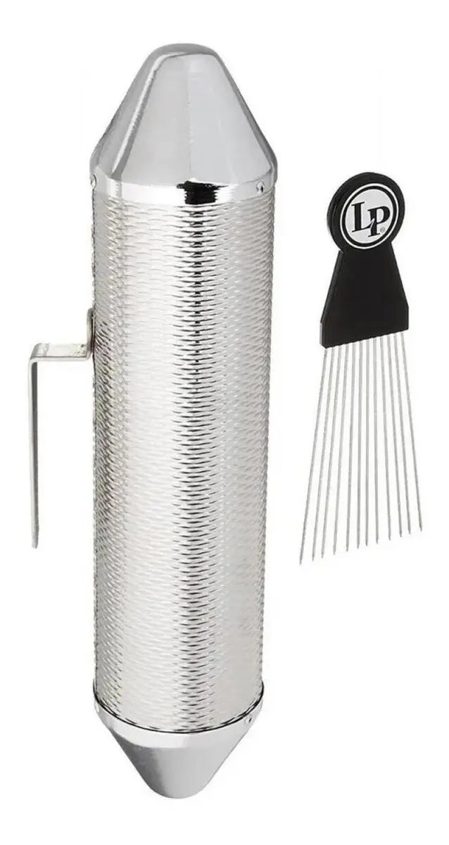 Güiro Torpedo Latin Percussion LP306B Small con Raspador | Güiro y Shaker Profesional de Acero Inoxidable