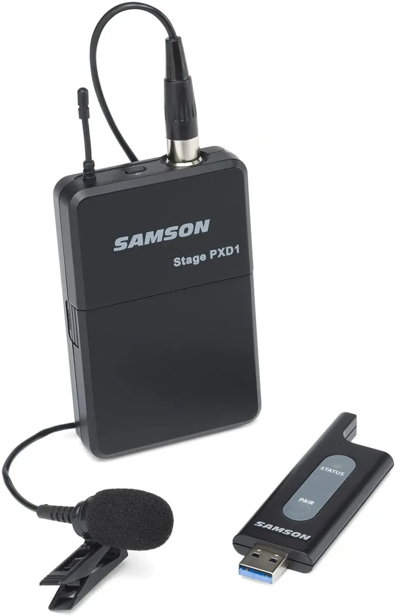Micrófono Inalámbrico de Solapa Samson Stage XPD1 SWXPD1BLM5 USB Digital 2.4 GHz para Presentaciones, Streaming y Conferencias