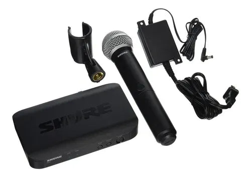 Micrófono Vocal Inalámbrico Shure BLX24/PG58 UHF Profesional con Receptor BLX4 para Voz, Conferencias y Eventos