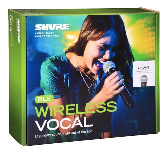 Micrófono Vocal Inalámbrico Shure BLX24/PG58 UHF Profesional con Receptor BLX4 para Voz, Conferencias y Eventos