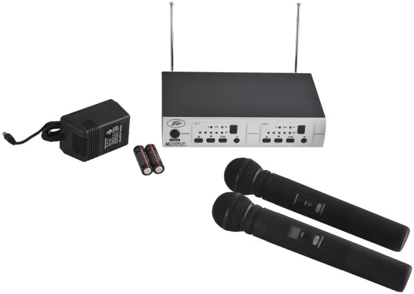 Sistema de Micrófonos Inalámbricos Doble Peavey PV16DR UHF de Mano Profesional para Escenario e Iglesias