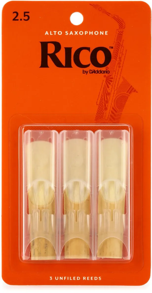 Paquete de 3 Cañas Saxofón Alto 2.5 RICO RJA0325 2 Paquetes