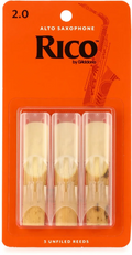 Paquete de 3 Cañas Saxofón Alto RICO 2.0 RJA0320 2 Paquetes