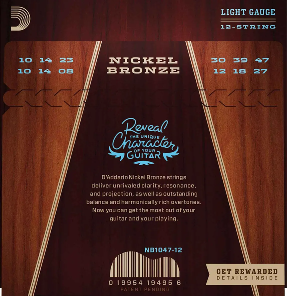 Encordadura Guitarra 12 Cuerdas D'Addario NB1047-12