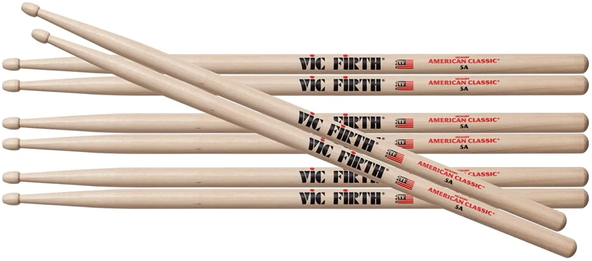 Baquetas Vic Firth 5A Punta Madera 4 Pares