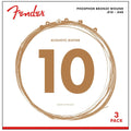 Tri-Pack Cuerdas Fender 80/20 Bronze para Guitarra Acústica 0730060310 .011-.052 | 3 Juegos