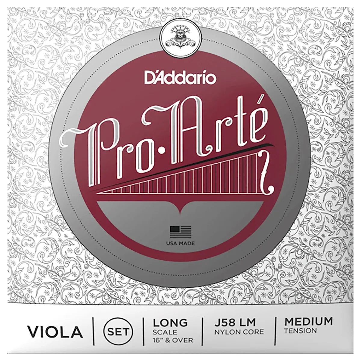 Cuerdas para Viola D'Addario Pro-Arté J58 LM Escala Larga Tensión Media Núcleo Sintético