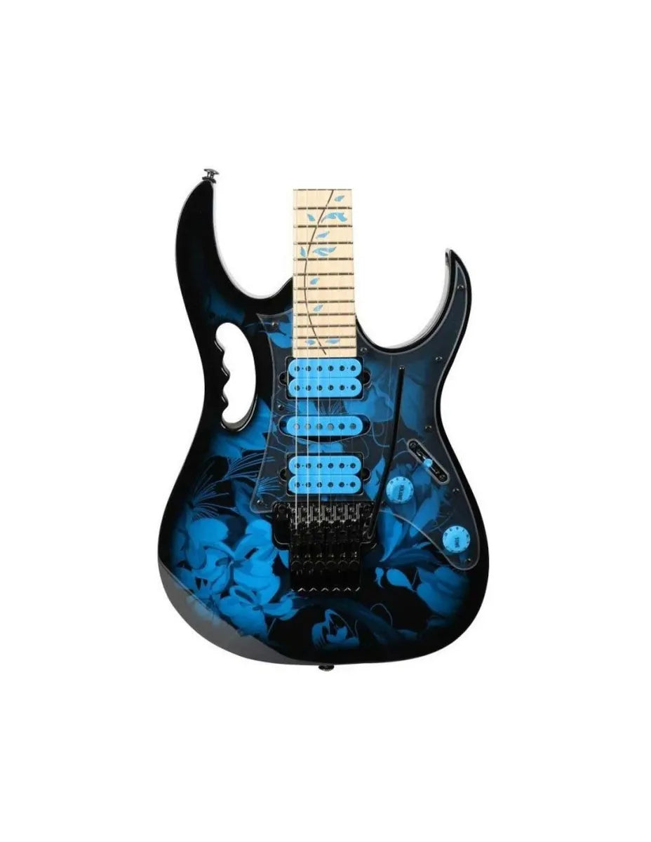 Guitarra Eléctrica Ibanez JEM77PBFP Steve Vai Signature Blue Floral Pattern con Pastillas DiMarzio y Puente Edge-Zero II