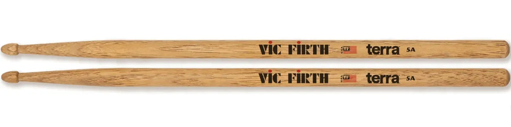 Baquetas Vic Firth 5A Terra P5AT4PK Punta de Madera Pack 4 Pares Nogal Americano para Batería