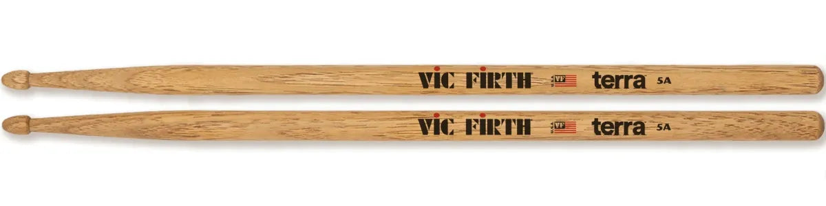 Baquetas Vic Firth 5A Terra P5AT4PK Punta de Madera Pack 4 Pares Nogal Americano para Batería