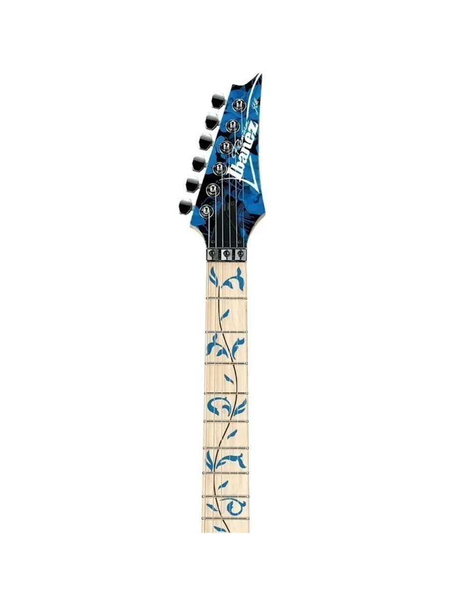 Guitarra Eléctrica Ibanez JEM77PBFP Steve Vai Signature Blue Floral Pattern con Pastillas DiMarzio y Puente Edge-Zero II