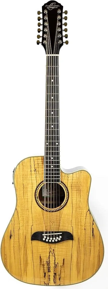 Guitarra Electroacústica Oscar Schmidt OD312CESM-A de 12 Cuerdas Dreadnought con Cutaway y Afinador Integrado