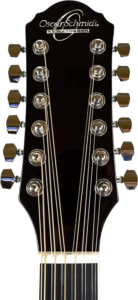 Guitarra Electroacústica Oscar Schmidt OD312CESM-A de 12 Cuerdas Dreadnought con Cutaway y Afinador Integrado