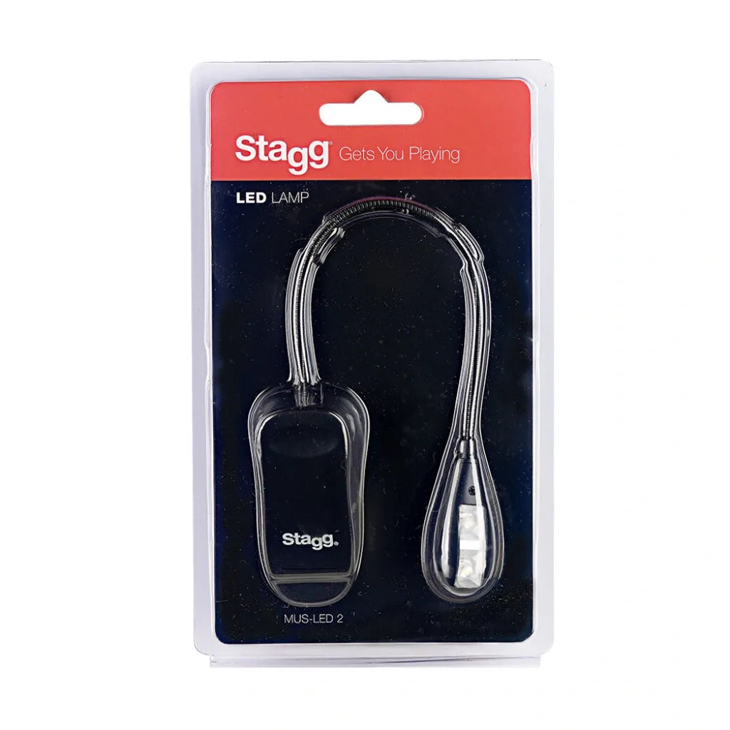 Lámpara para Atril Stagg MUS-LED 2 con Clip, Base y Alimentación USB | 2 LED de Alta Brillantez