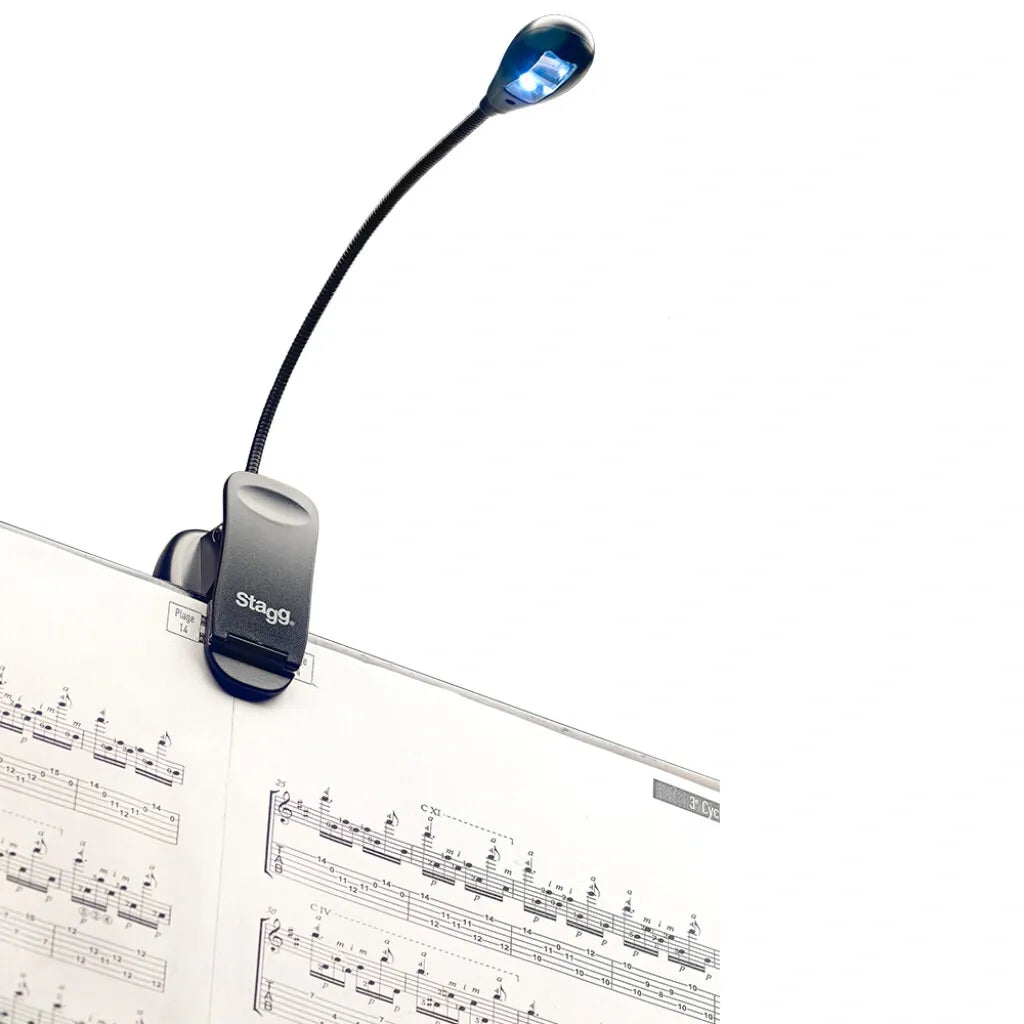 Lámpara para Atril Stagg MUS-LED 2 con Clip, Base y Alimentación USB | 2 LED de Alta Brillantez