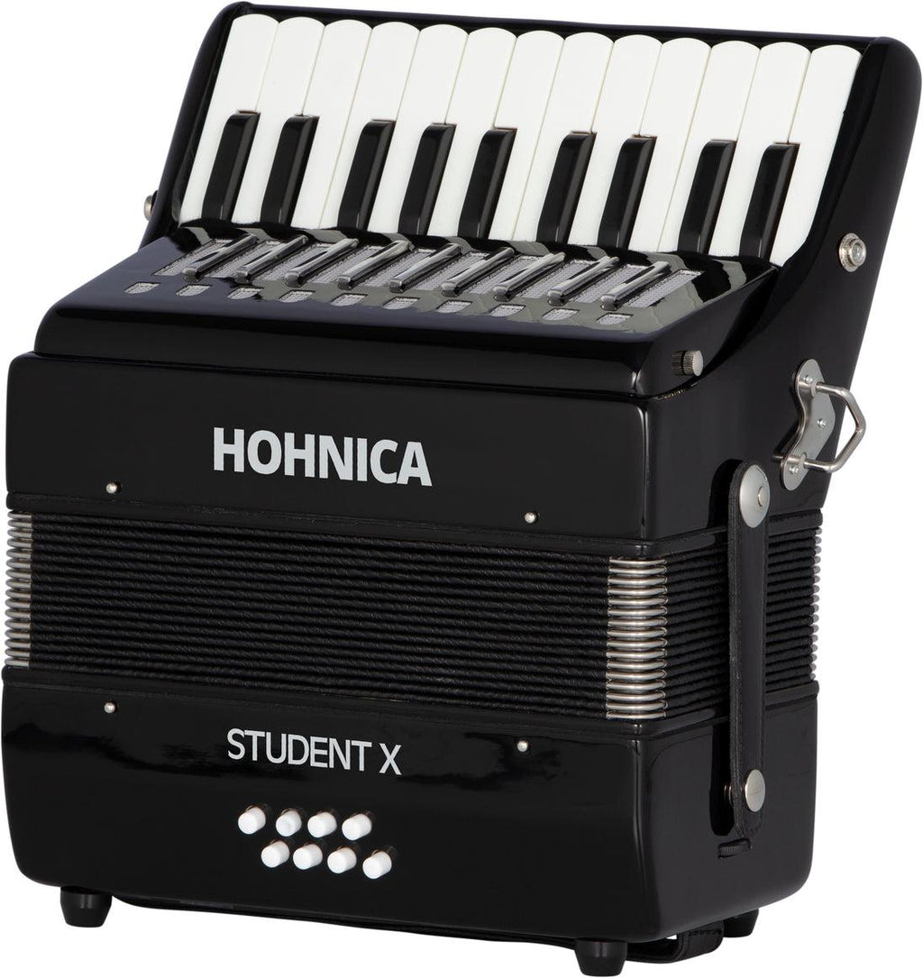 Acordeón Piano Hohner Hohnica Student X STUX Negro con Estuche y Correas | Ideal para Principiante