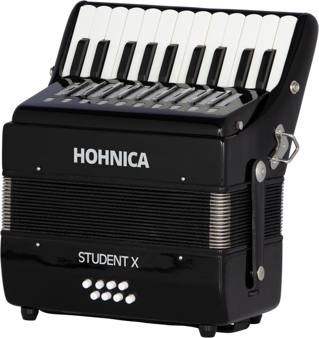 Acordeón Piano Hohner Hohnica Student X STUX Negro con Estuche y Correas | Ideal para Principiante