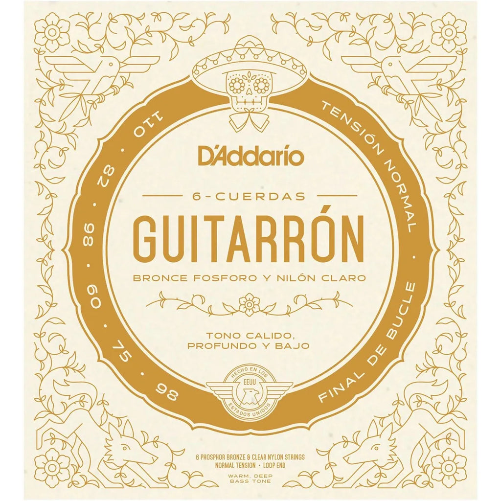 Encordadura para Guitarrón D'Addario MG10N Tensión Normal Juego de 6 Cuerdas para Mariachi