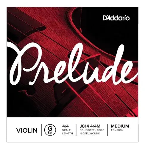 Cuerda Individual para Violín D'Addario Prelude J814 4/4M Sol G Tensión Media Núcleo de Acero