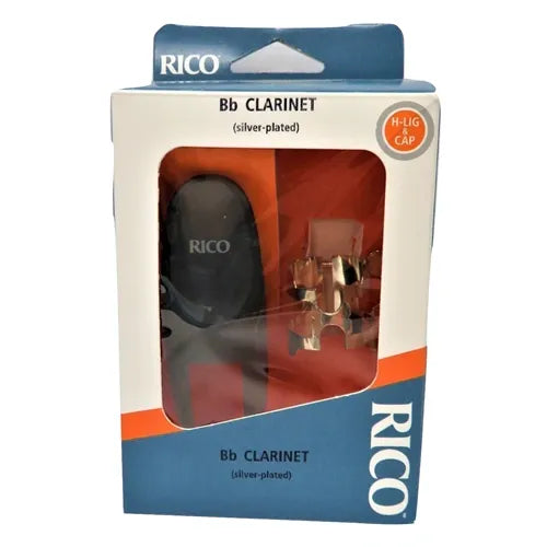 Ligadura H para Clarinete Sib Rico HCL1S Plateada con Tapa para Boquilla