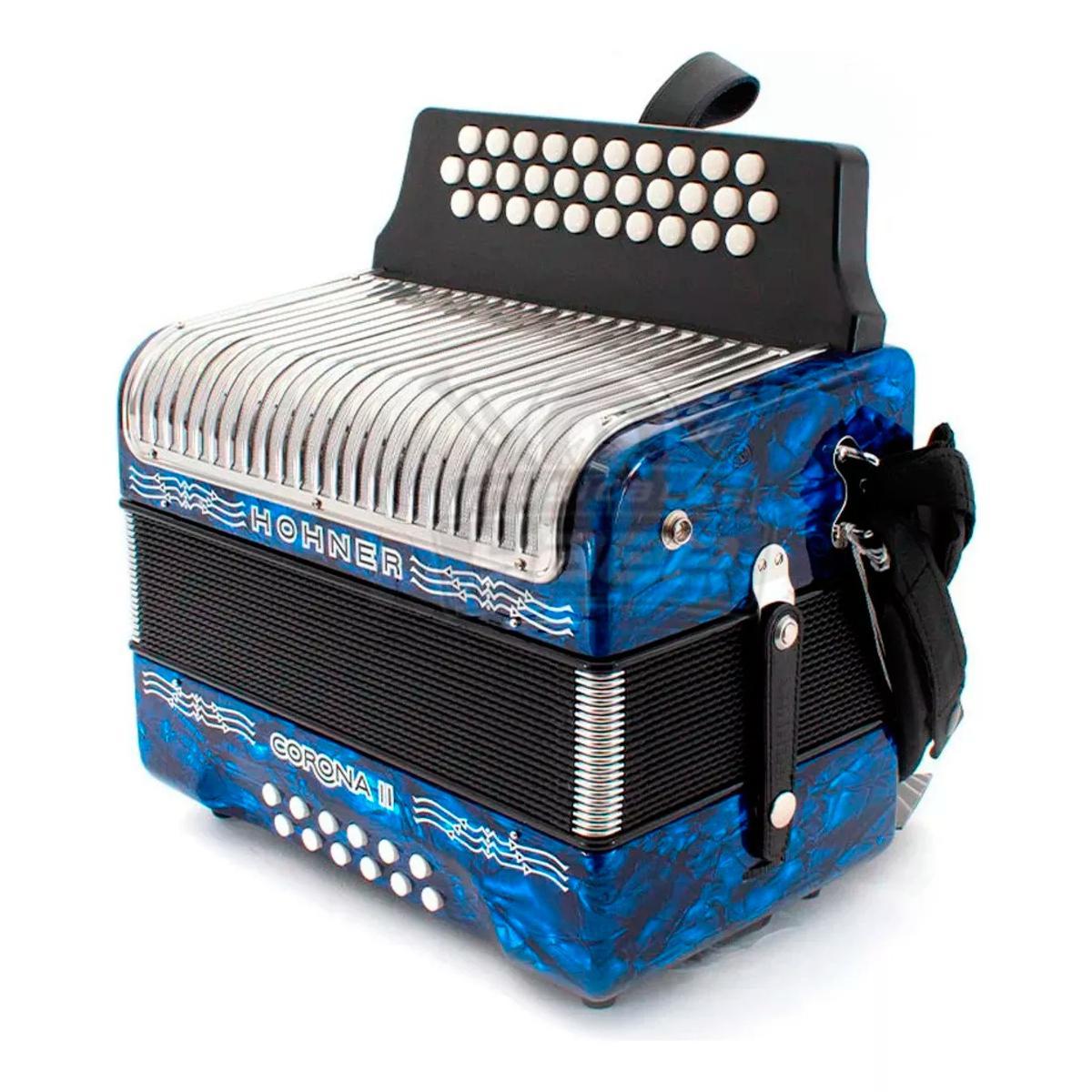 Acordeón Hohner Corona II A5644 Fa F/Bb/Eb Azul 31 Botones Profesional 3500FBL