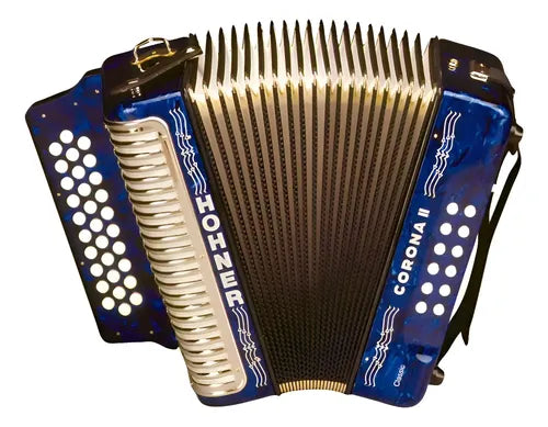 Acordeón Hohner Corona II A5644 Fa F/Bb/Eb Azul 31 Botones Profesional 3500FBL