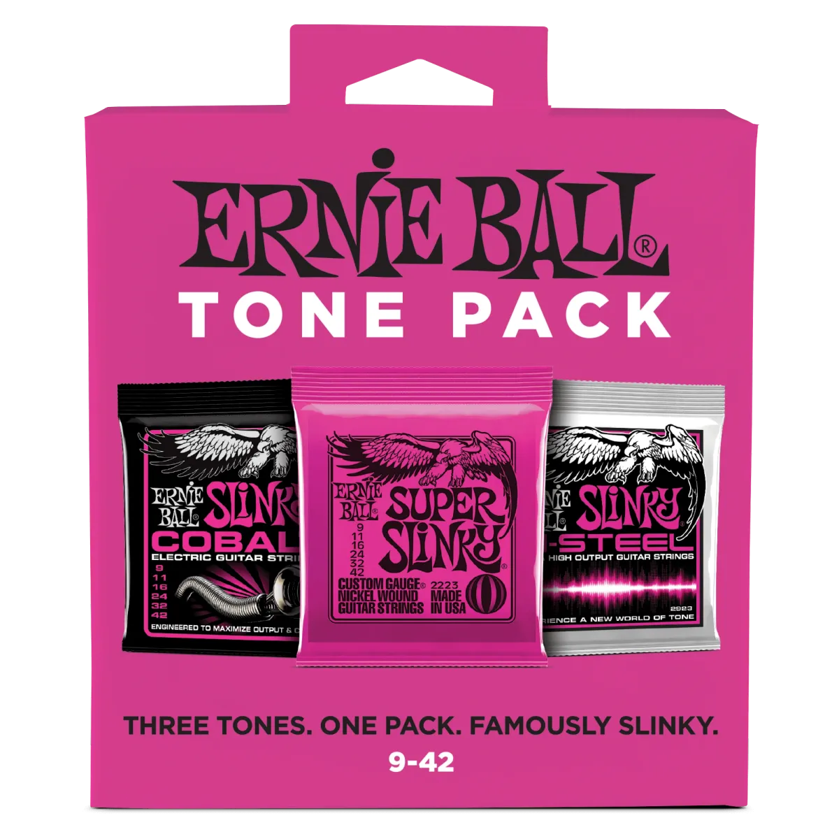 Encordadura Ernie Ball Tone Pack 3333 Super Slinky 9-42 para Guitarra Eléctrica | 3 Tonos Legendarios en un Solo Paquete