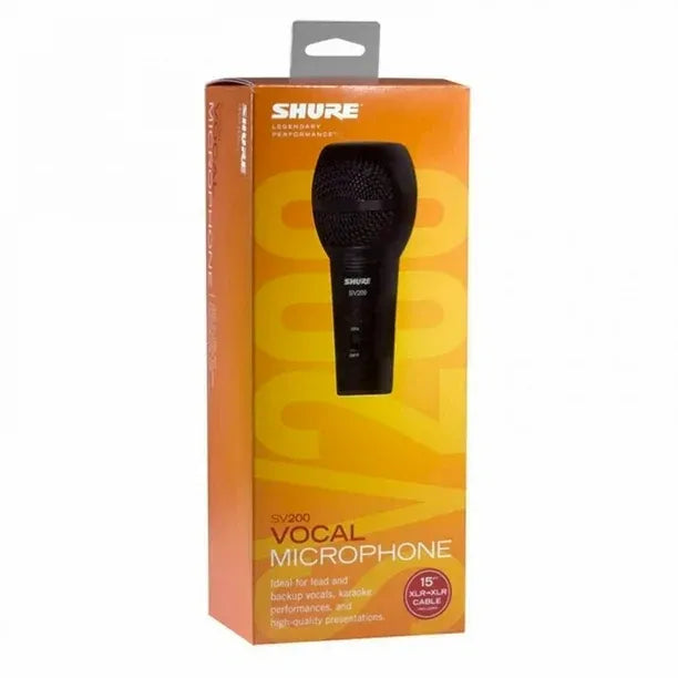 Micrófono Dinámico Shure SV200-W Profesional Cardioide con Cable XLR para Karaoke, Voz y Presentaciones