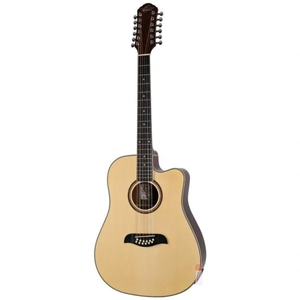 Guitarra Electroacústica Oscar Schmidt OD312CE de 12 Cuerdas Dreadnought con Cutaway y Afinador Integrado