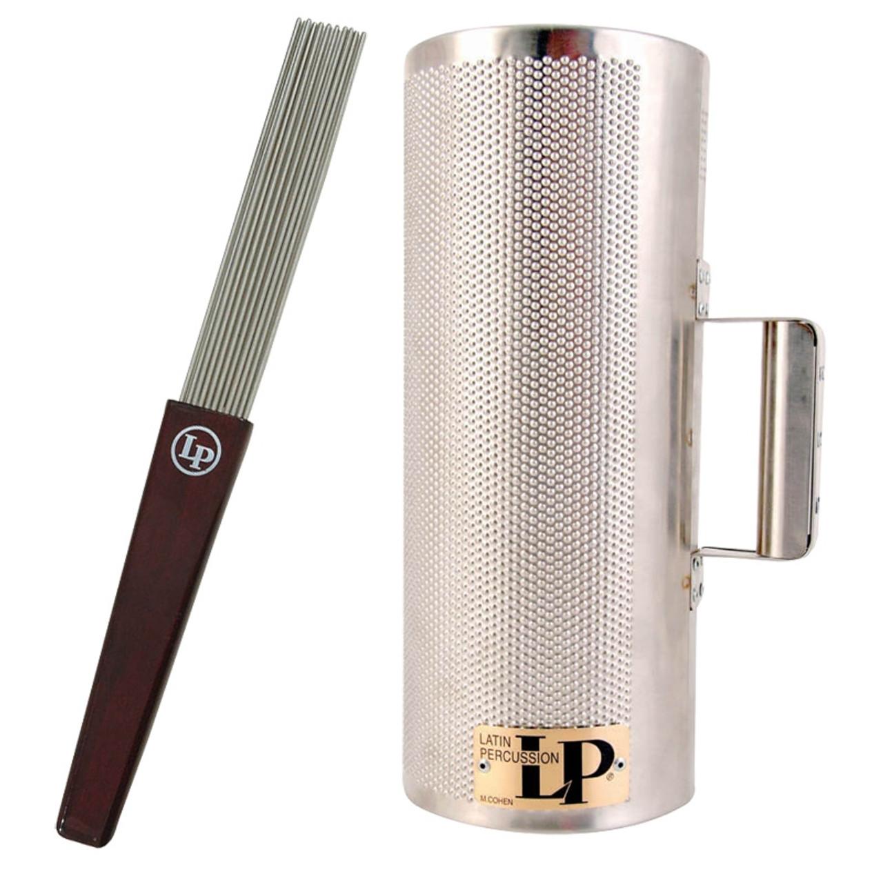 Güira Profesional Latin Percussion LP304 con Raspador LP333 | Güiro de Acero Inoxidable para Merengue