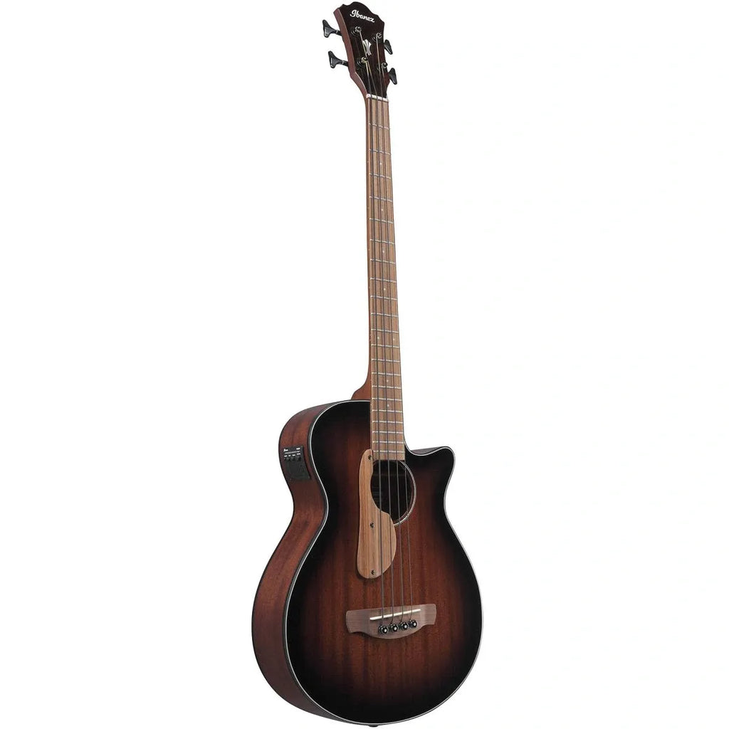 Bajo Electroacústico Ibanez AEGB24EMHS Mahogany Sunburst High Gloss de 4 Cuerdas con Afinador Integrado
