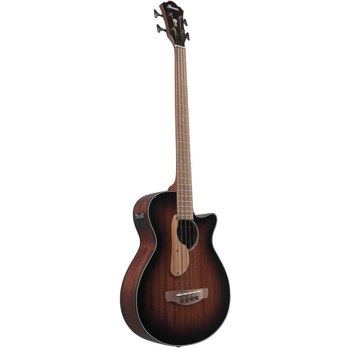 Bajo Electroacústico Ibanez AEGB24EMHS Mahogany Sunburst High Gloss de 4 Cuerdas con Afinador Integrado