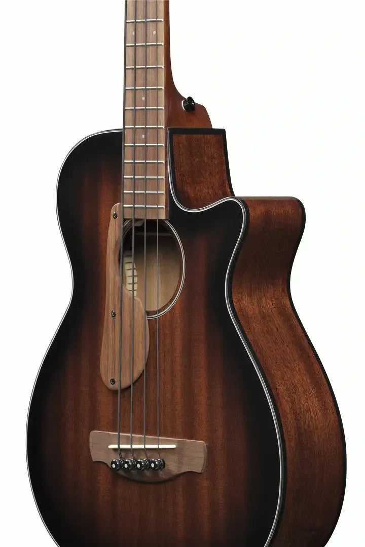 Bajo Electroacústico Ibanez AEGB24EMHS Mahogany Sunburst High Gloss de 4 Cuerdas con Afinador Integrado