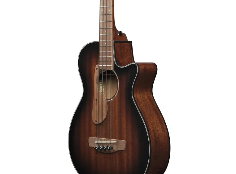 Bajo Electroacústico Ibanez AEGB24EMHS Mahogany Sunburst High Gloss de 4 Cuerdas con Afinador Integrado